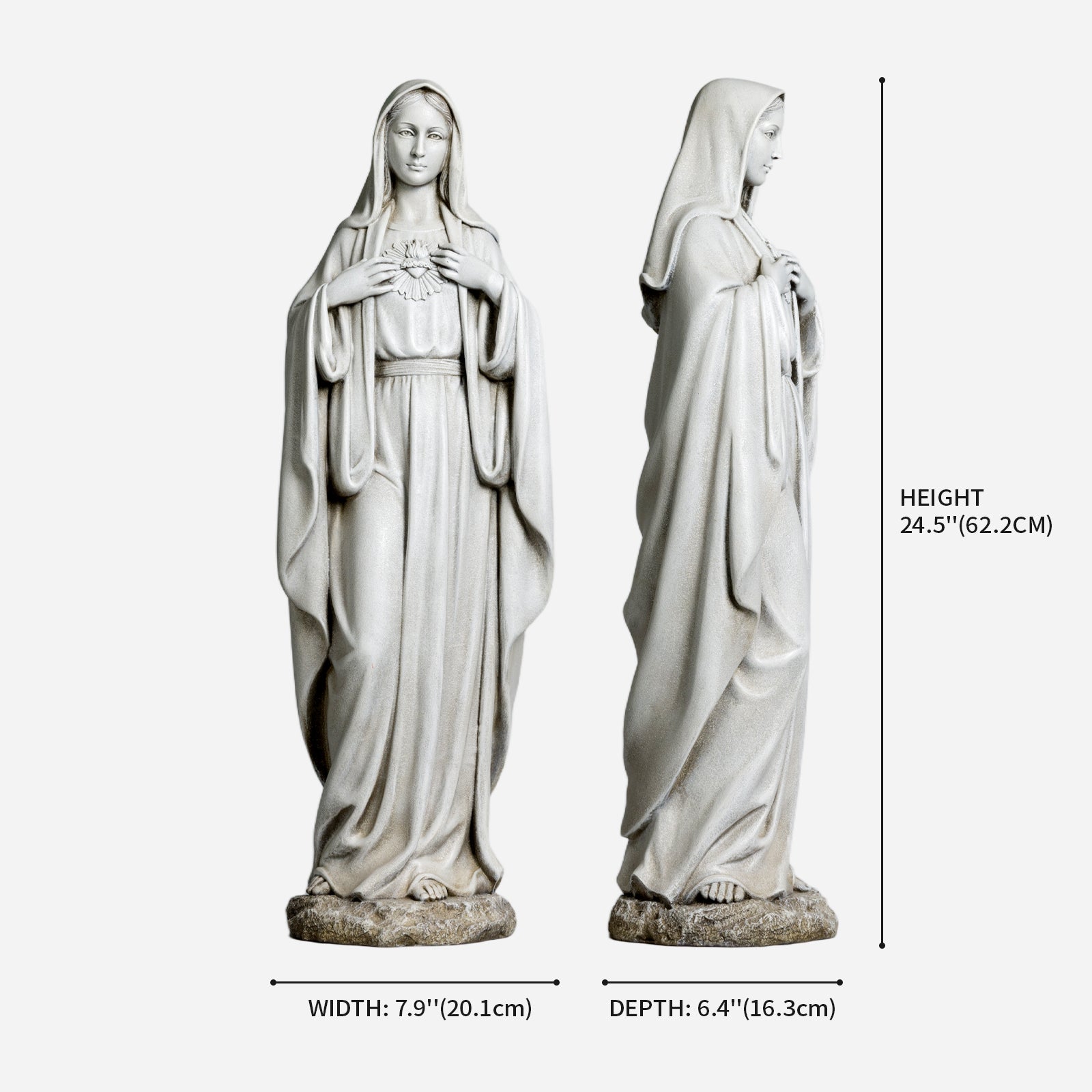 BC Catholic Immaculate Heart of Virgin Mary Outdoor Garden Statue-Renaissance