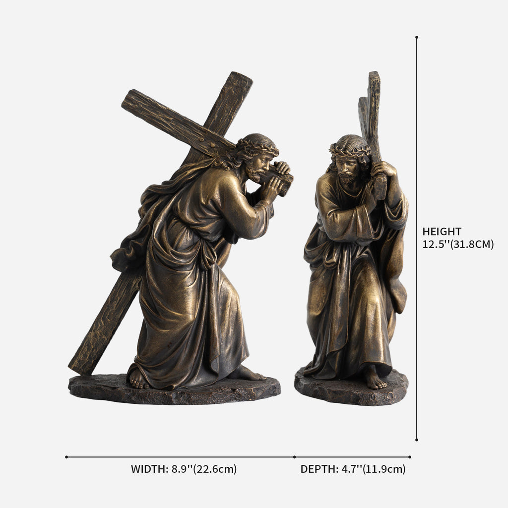BC Catholic Jesus Carrying Cross on The Way to Calvary Statue-Renaissance