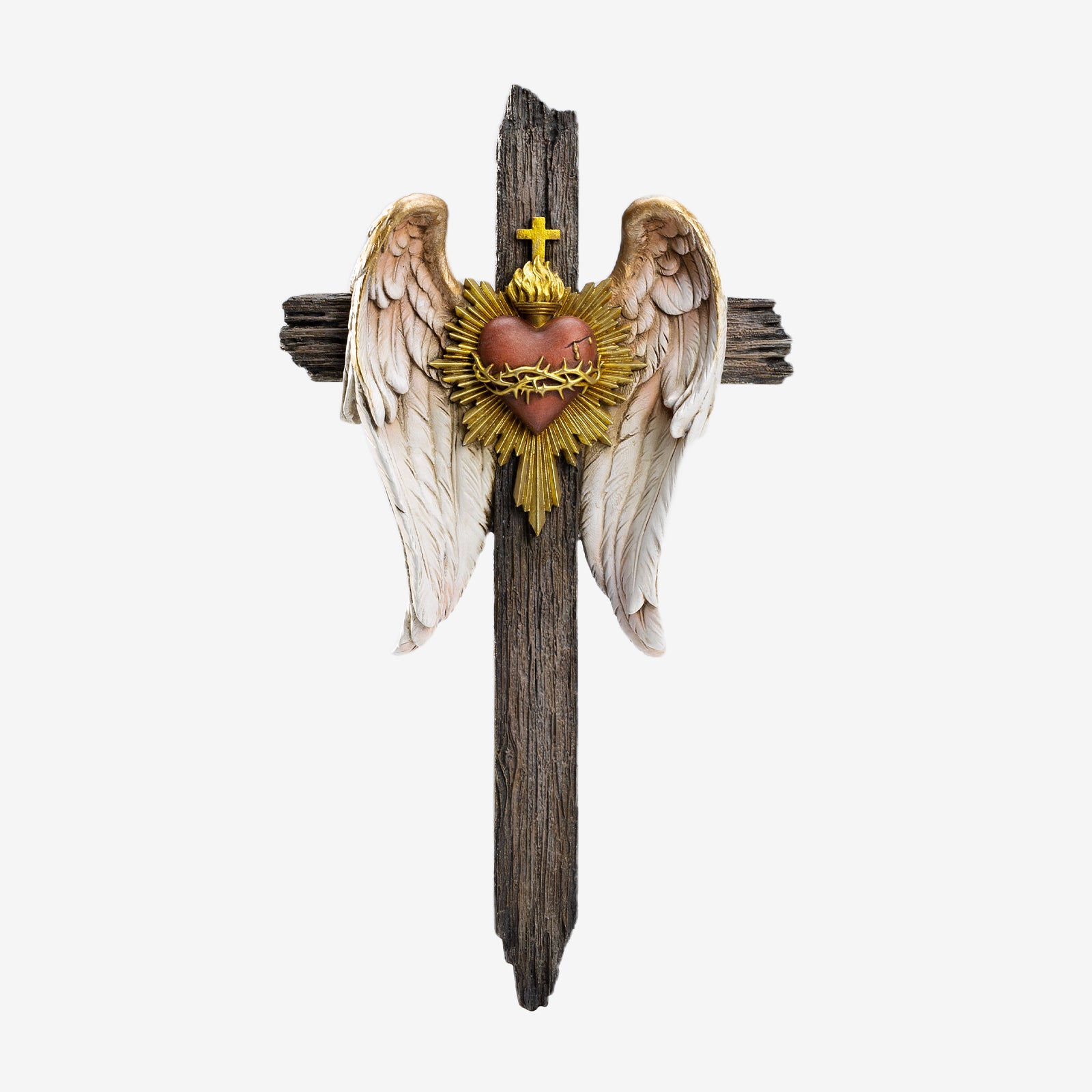 BC Catholic Sacred Heart of Jesus Wall Cross-Angel Wing Decor
