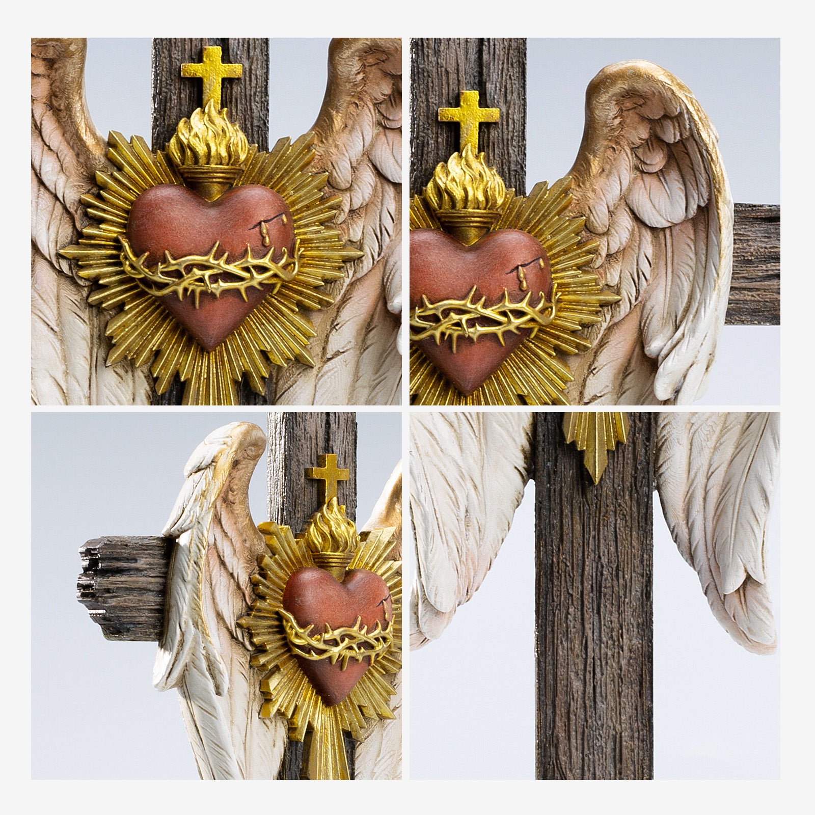 BC Catholic Sacred Heart of Jesus Wall Cross-Angel Wing Decor