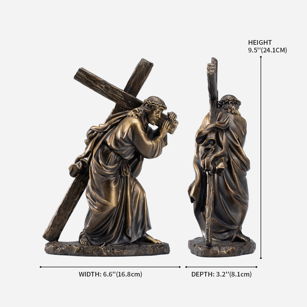 BC Catholic Jesus Carrying Cross on The Way to Calvary Statue-Renaissance