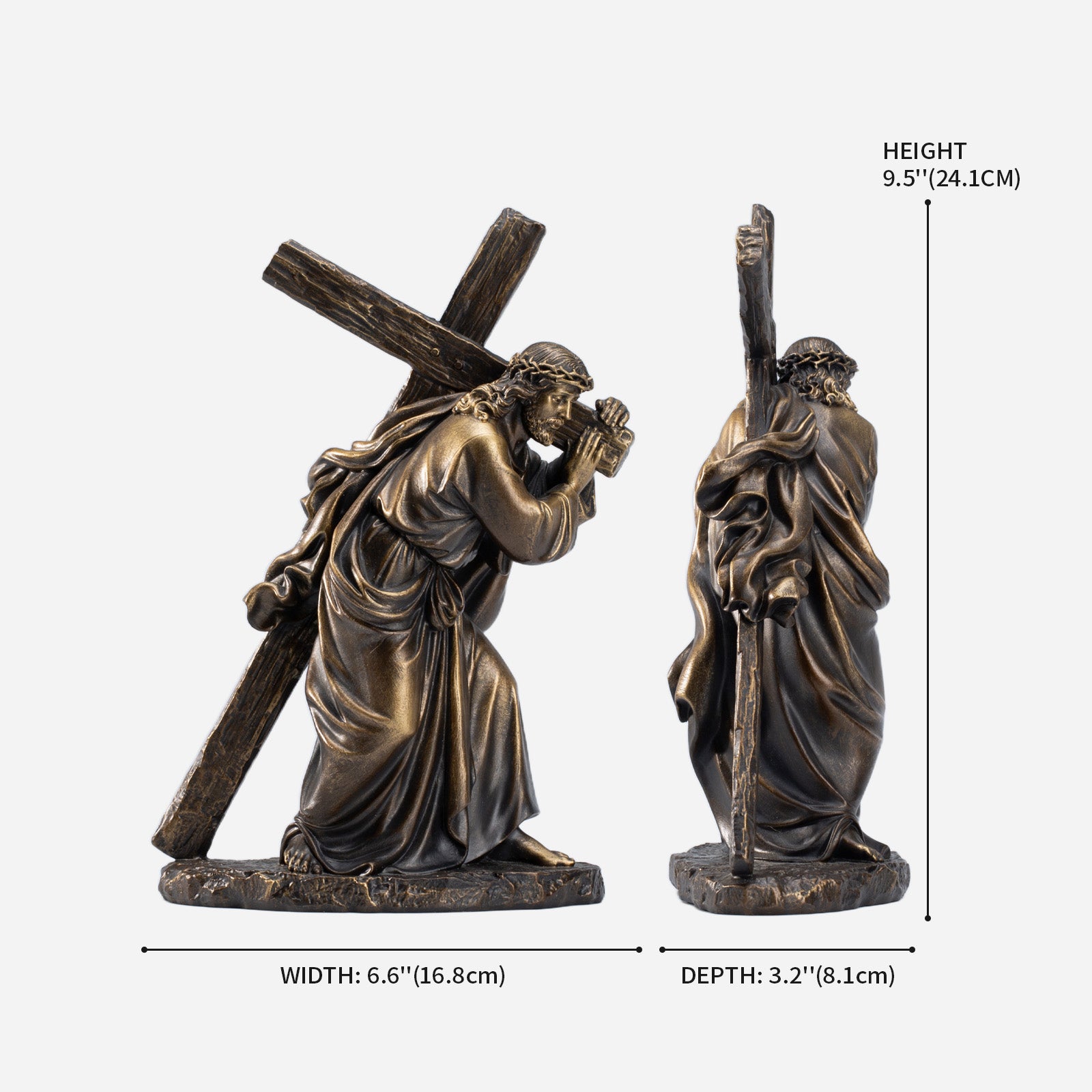 BC Catholic Jesus Carrying Cross on The Way to Calvary Statue-Renaissance