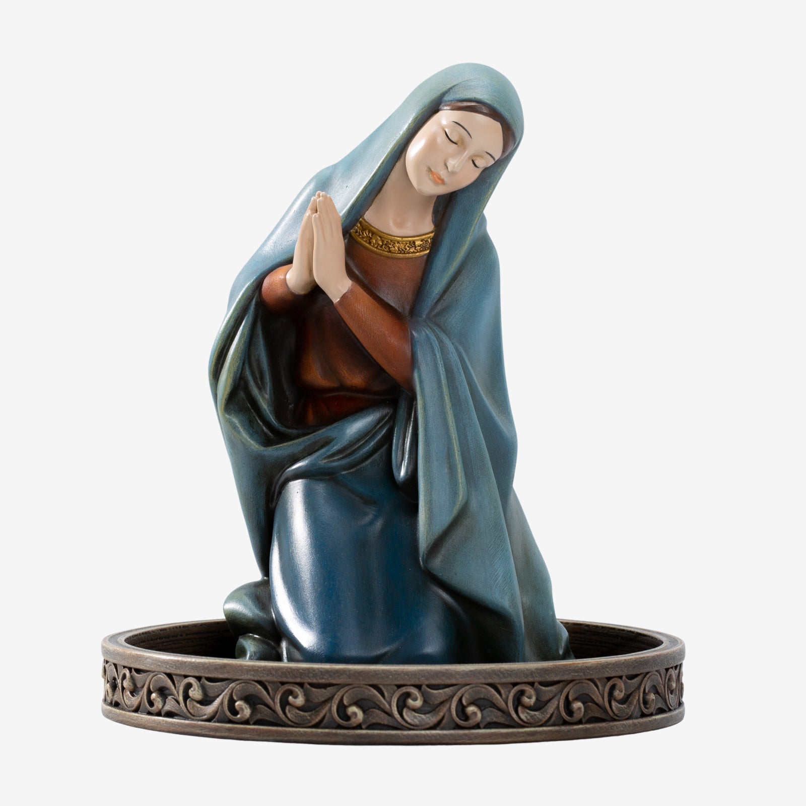 BC Catholic Praying Virgin Mary Statue-With Rosary Holder Base