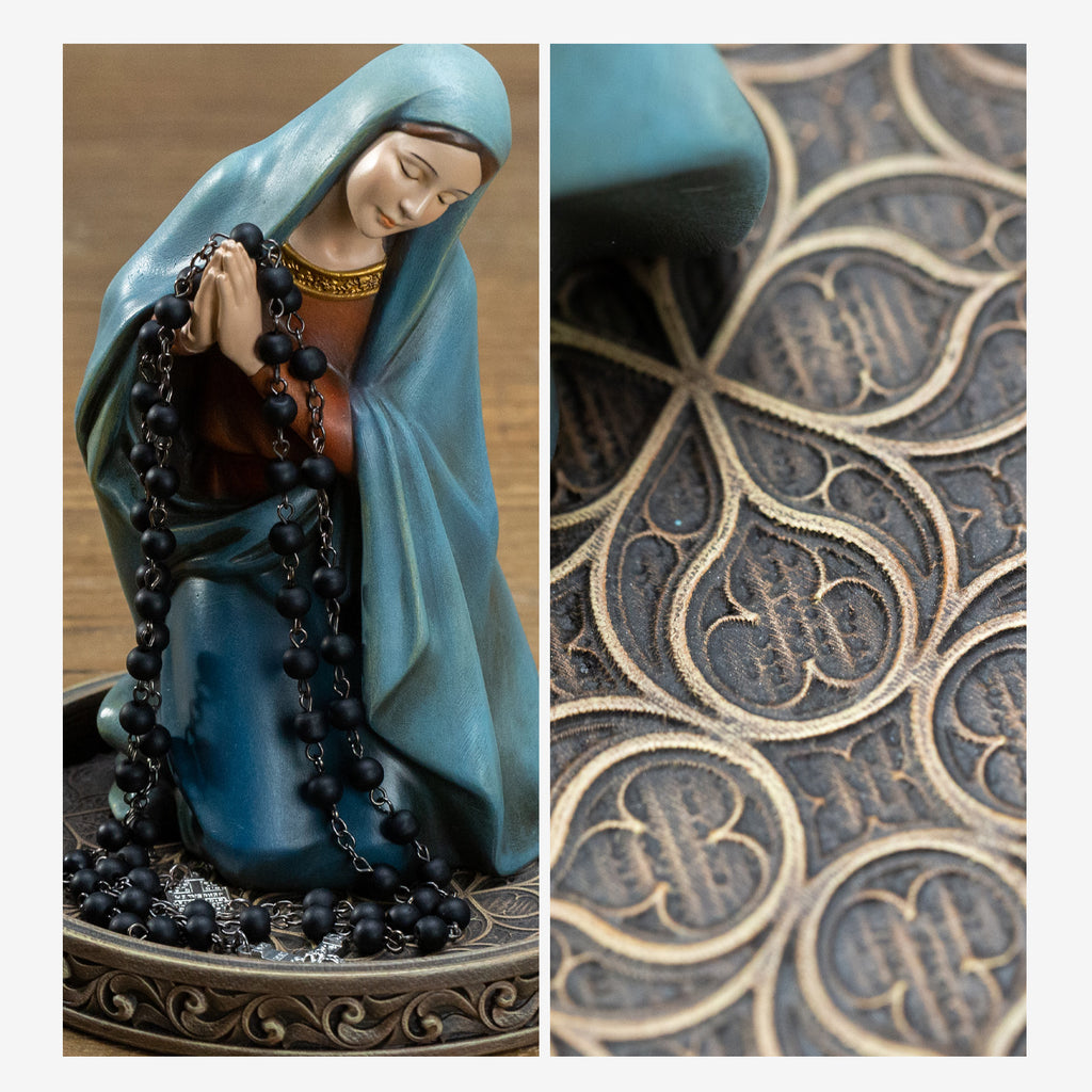 BC Katholische betende Jungfrau Maria Statue - Mit Rosenkranzhalter-Basis