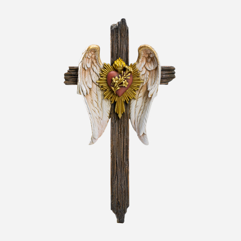 BC Catholic Immaculate Heart of Mary Wall Cross-Guardian Angel Decor
