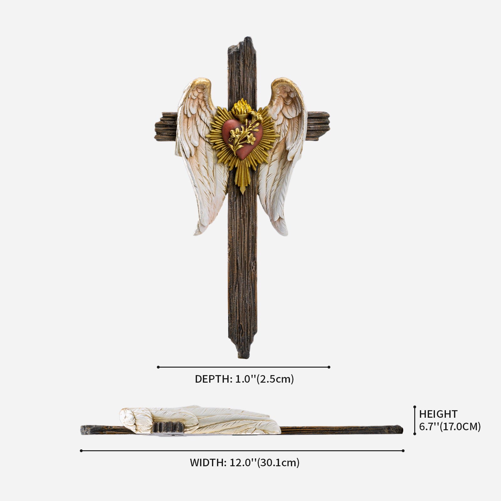 BC Catholic Immaculate Heart of Mary Wall Cross-Guardian Angel Decor