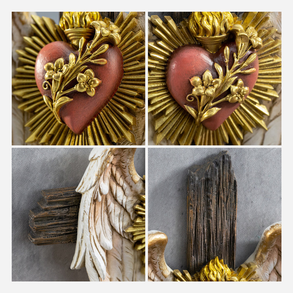 BC Catholic Immaculate Heart of Mary Wall Cross-Guardian Angel Decor