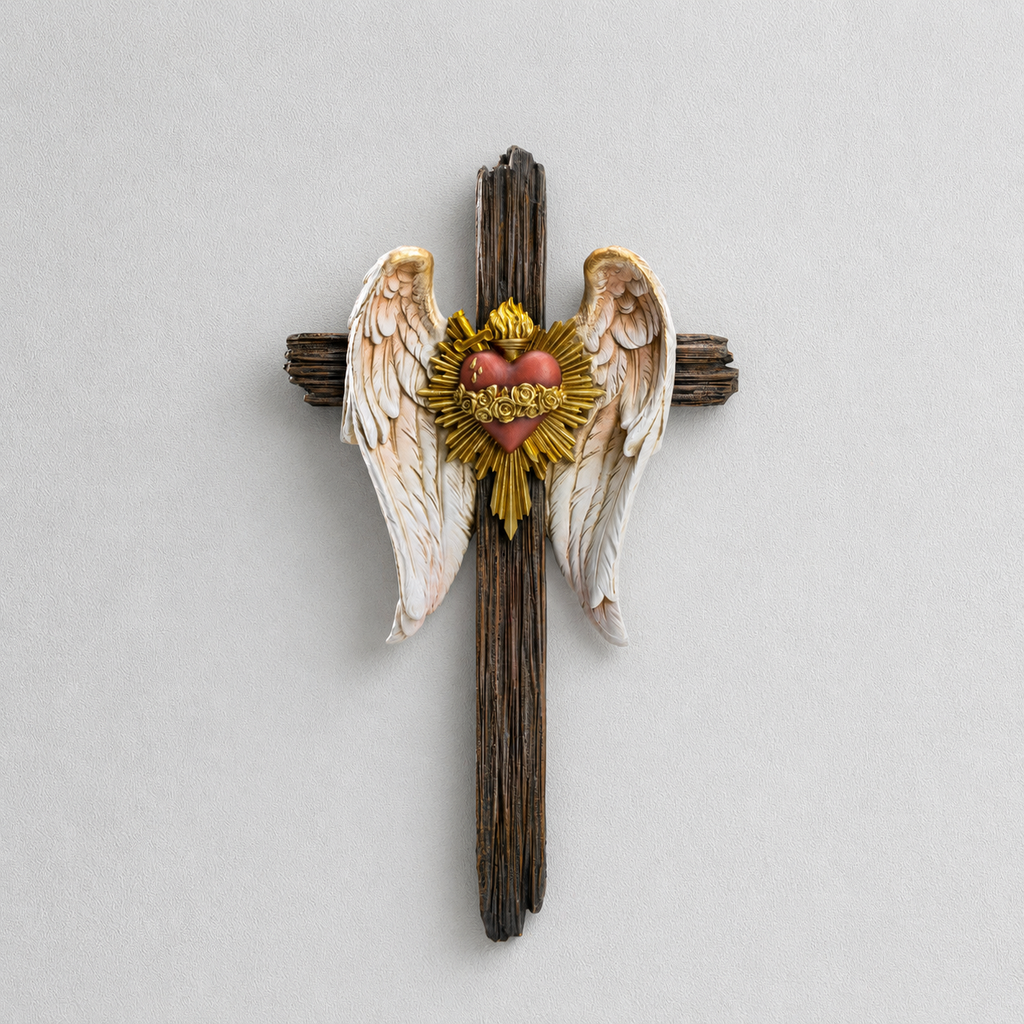 Croix murale du cœur très chaste de Saint Joseph, catholique de la Colombie-Britannique - Décoration d'ange gardien