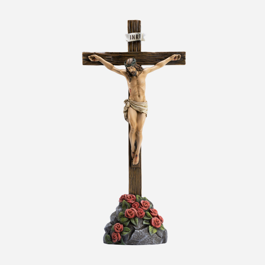 BC Catholic Standing Crucifix-Rustic Decor Style