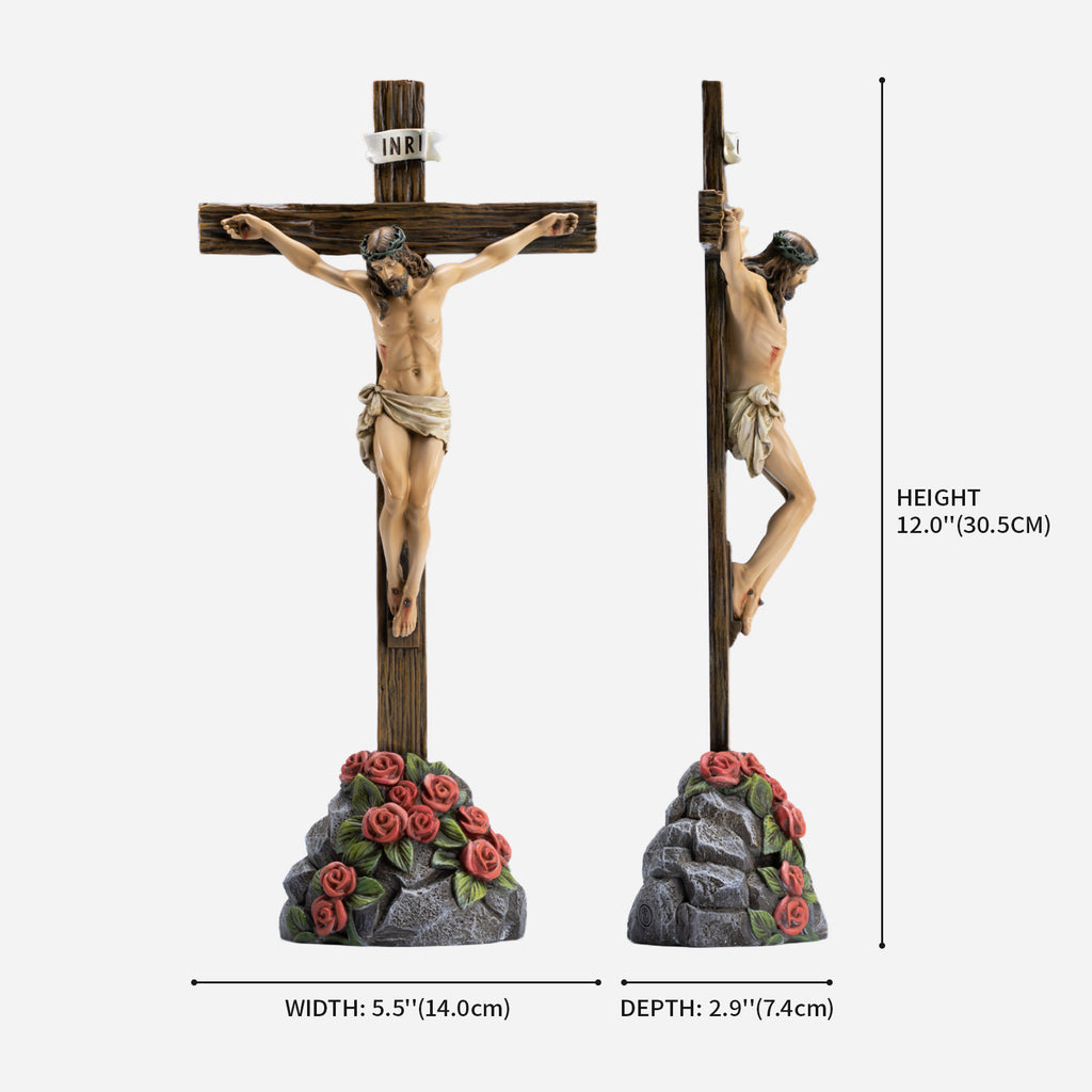 BC Catholic Standing Crucifix-Rustic Decor Style