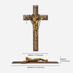 BC Catholic Crucifix Jesus Wall Cross-with Black Ebony Wood Rosary