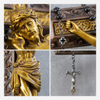BC Catholic Crucifix Jesus Wall Cross-with Black Ebony Wood Rosary