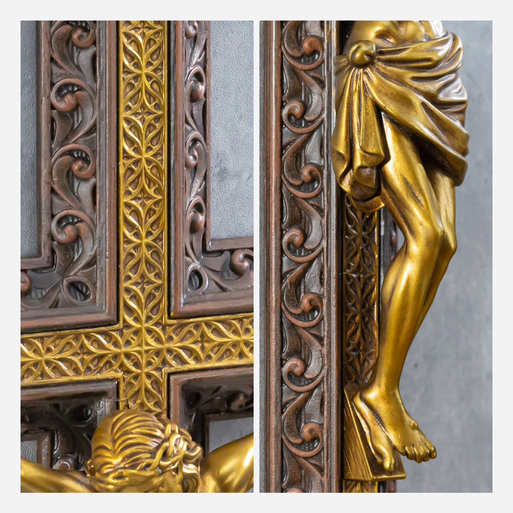 BC Catholic Crucifix Jesus Wall Cross-with Black Ebony Wood Rosary