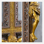 BC Catholic Crucifix Jesus Wall Cross-with Black Ebony Wood Rosary