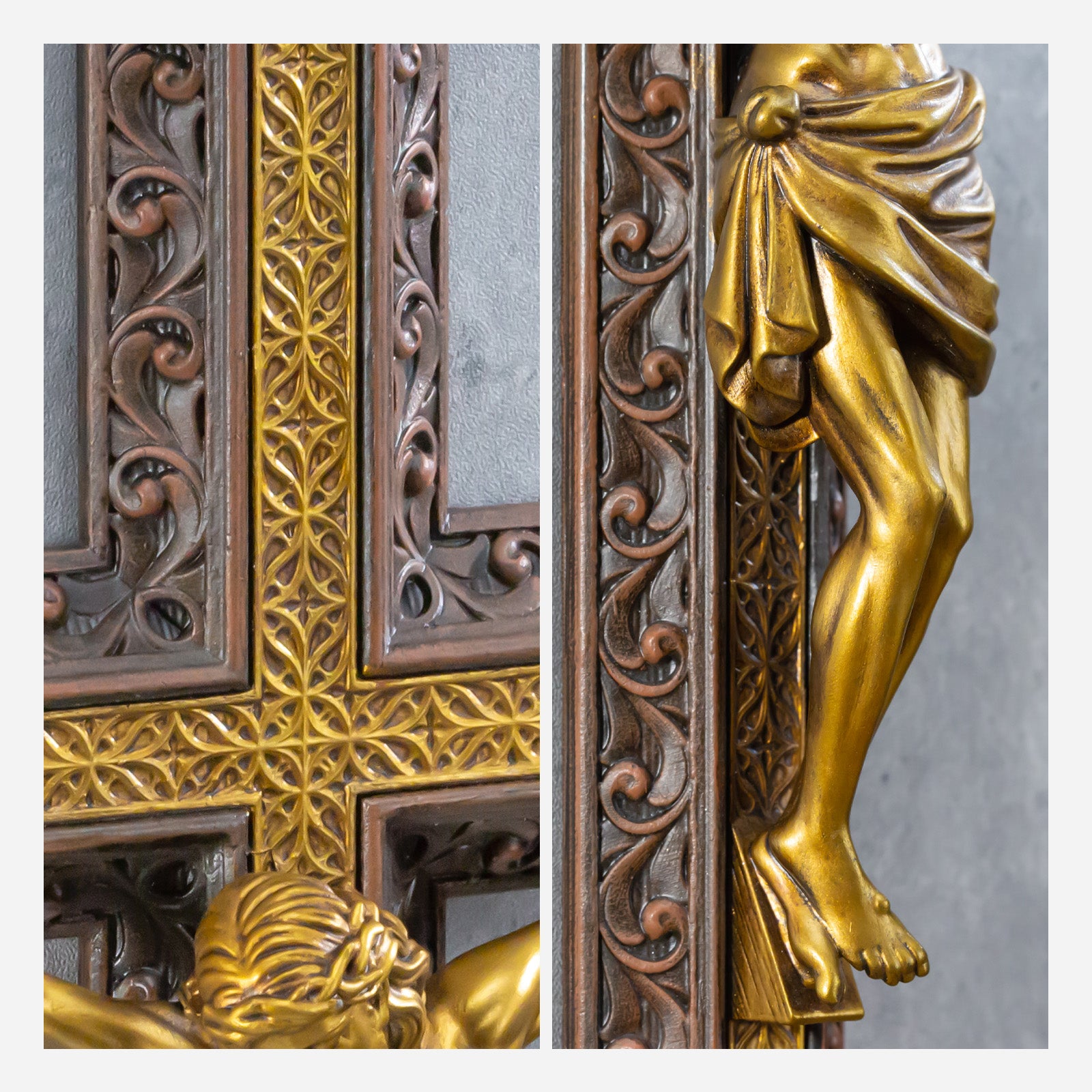 BC Catholic Crucifix Jesus Wall Cross-with Black Ebony Wood Rosary