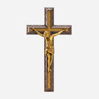 BC Catholic Crucifix Jesus Wall Cross-with Black Ebony Wood Rosary