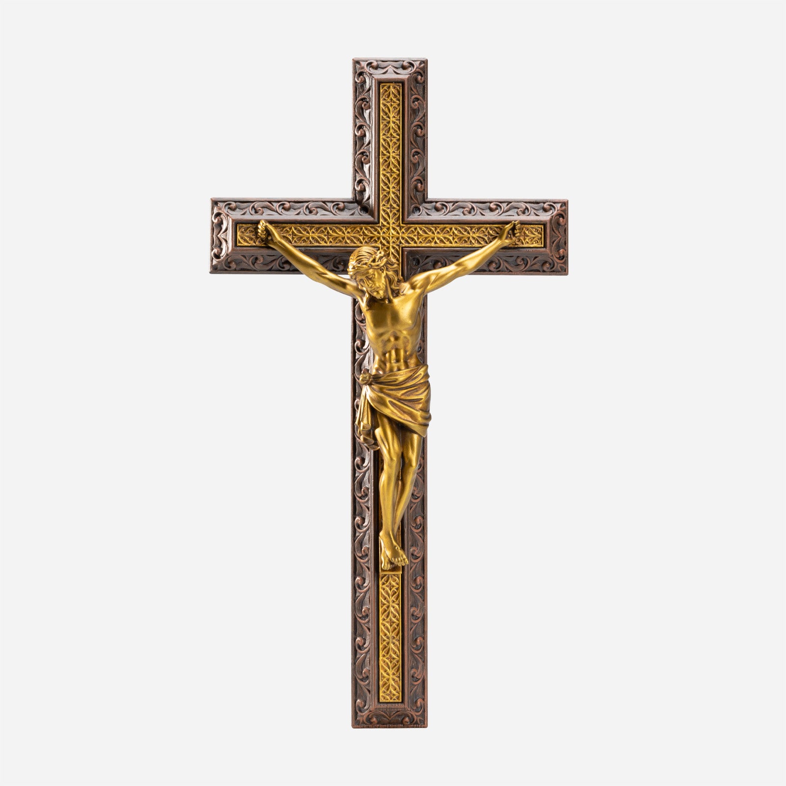 BC Catholic Crucifix Jesus Wall Cross-with Black Ebony Wood Rosary