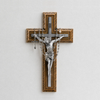 BC Catholic Crucifix Jesus Wall Cross-with Stainless Steel Rosary