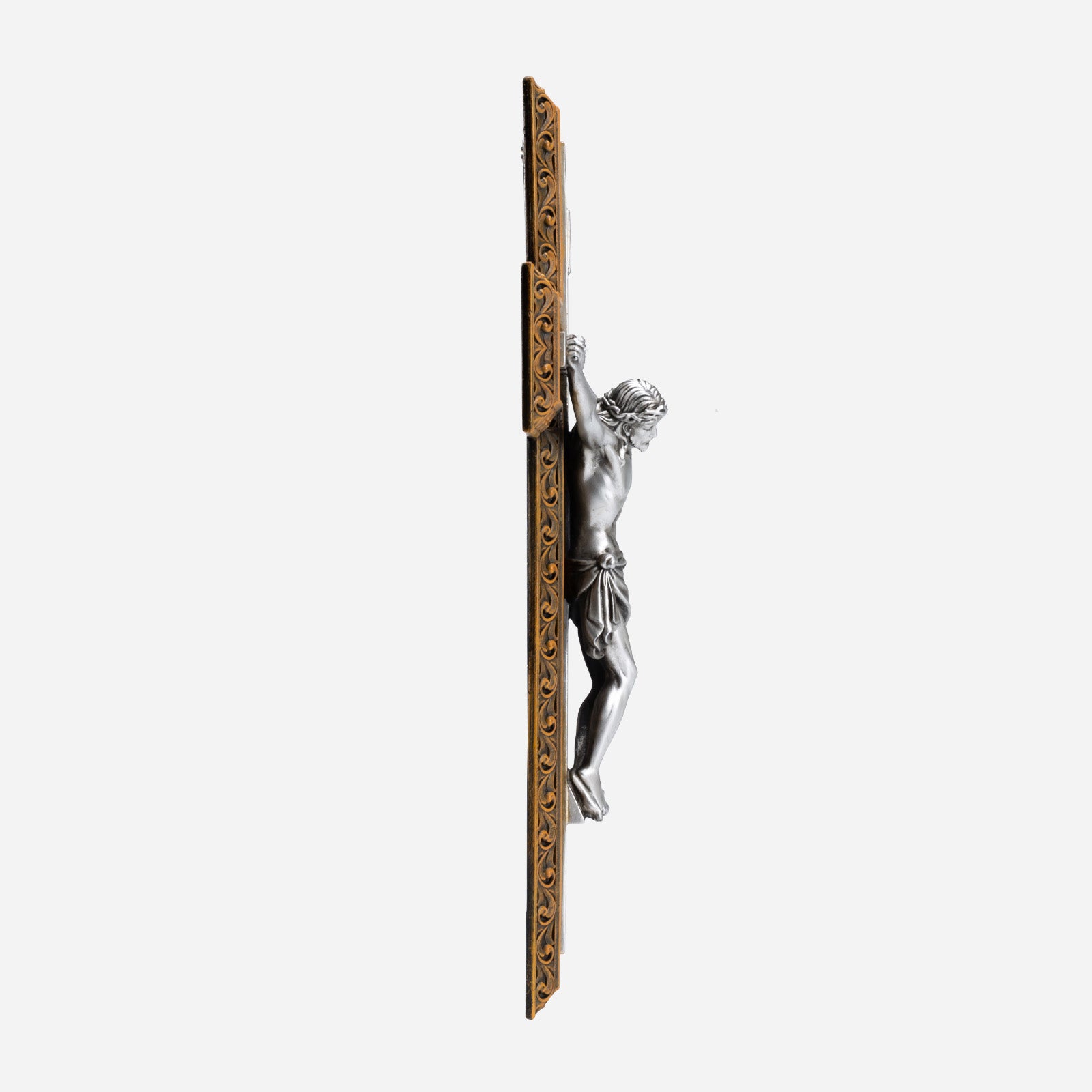 BC Catholic Crucifix Jesus Wall Cross-with Stainless Steel Rosary