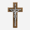BC Catholic Crucifix Jesus Wall Cross-with Stainless Steel Rosary