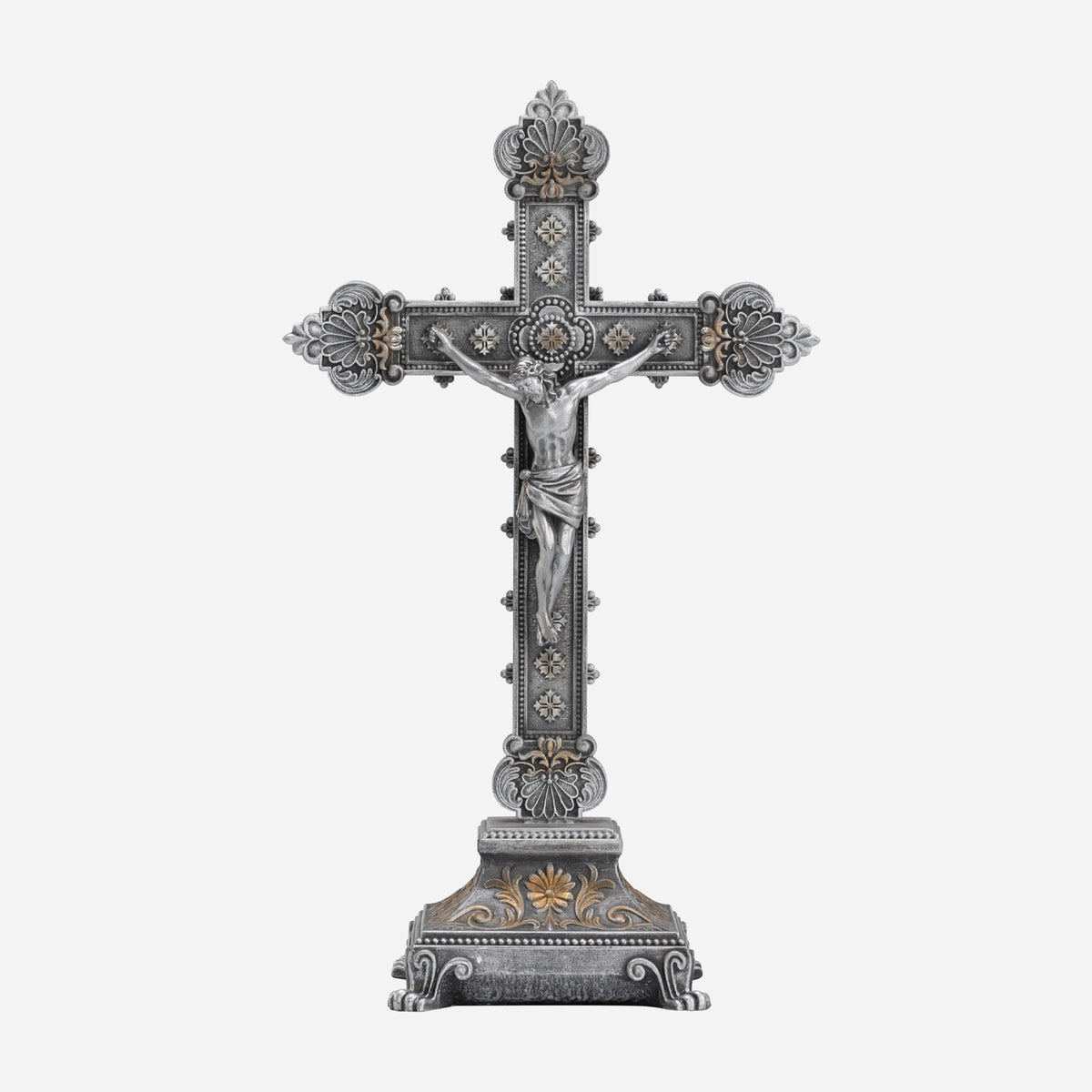 BC Catholic Baroque Embossed Standing Crucifix-Inspirational decor
