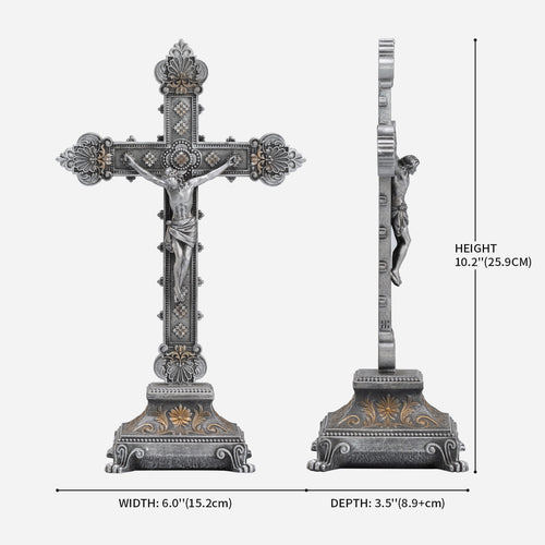 BC Catholic Baroque Embossed Standing Crucifix-Inspirational decor