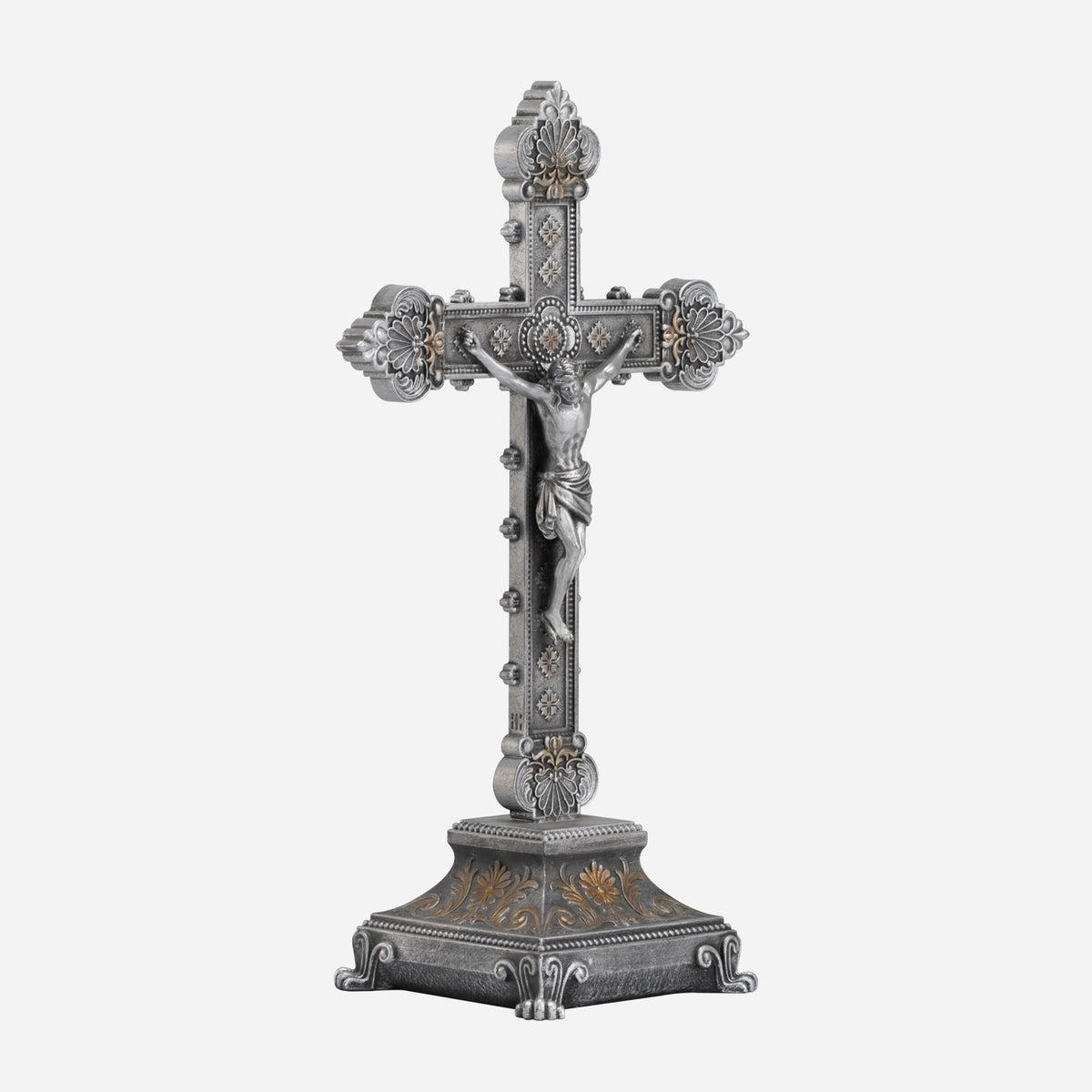 BC Catholic Baroque Embossed Standing Crucifix-Inspirational decor