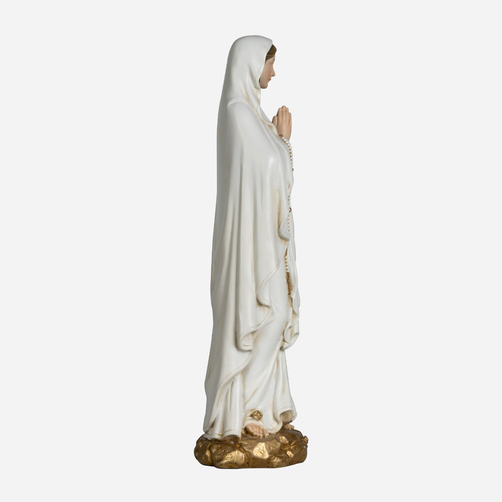 BC Catholic White & Gold Our Lady of Lourdes Statue-Renaissance