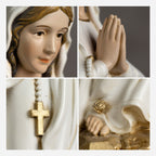 BC Catholic White & Gold Our Lady of Lourdes Statue-Renaissance