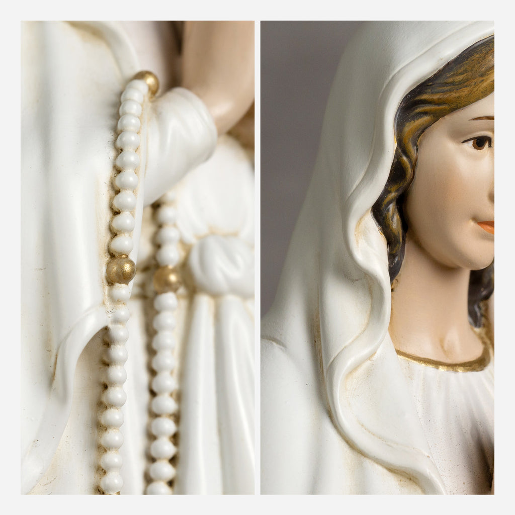 BC Catholic White & Gold Our Lady of Lourdes Statue-Renaissance