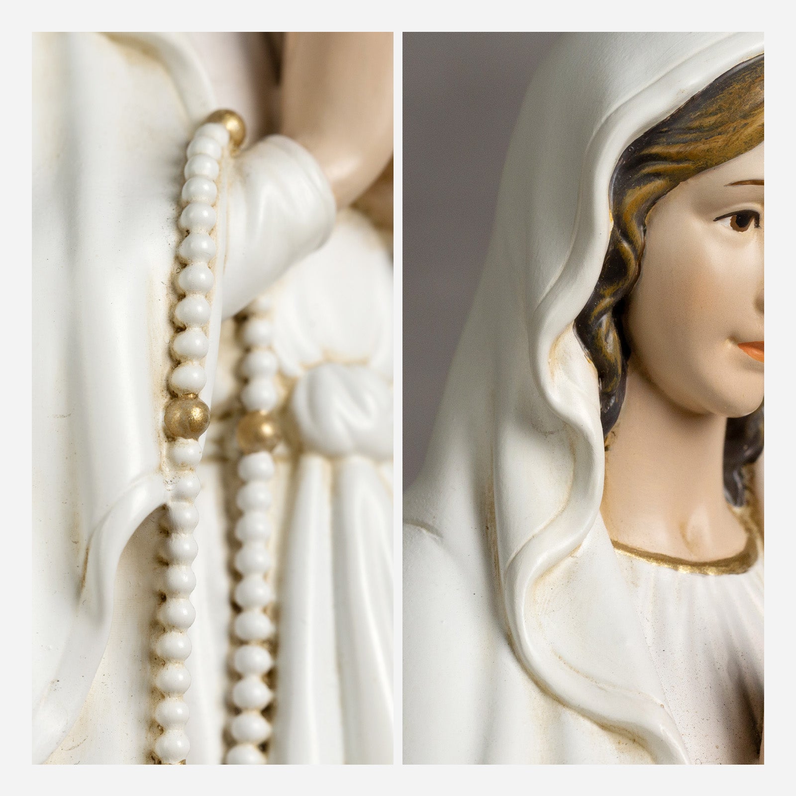BC Catholic White & Gold Our Lady of Lourdes Statue-Renaissance