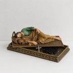 BC Katholische Schlafender Heiliger Josef Statue-mit Sockel & Metallheiligenschein