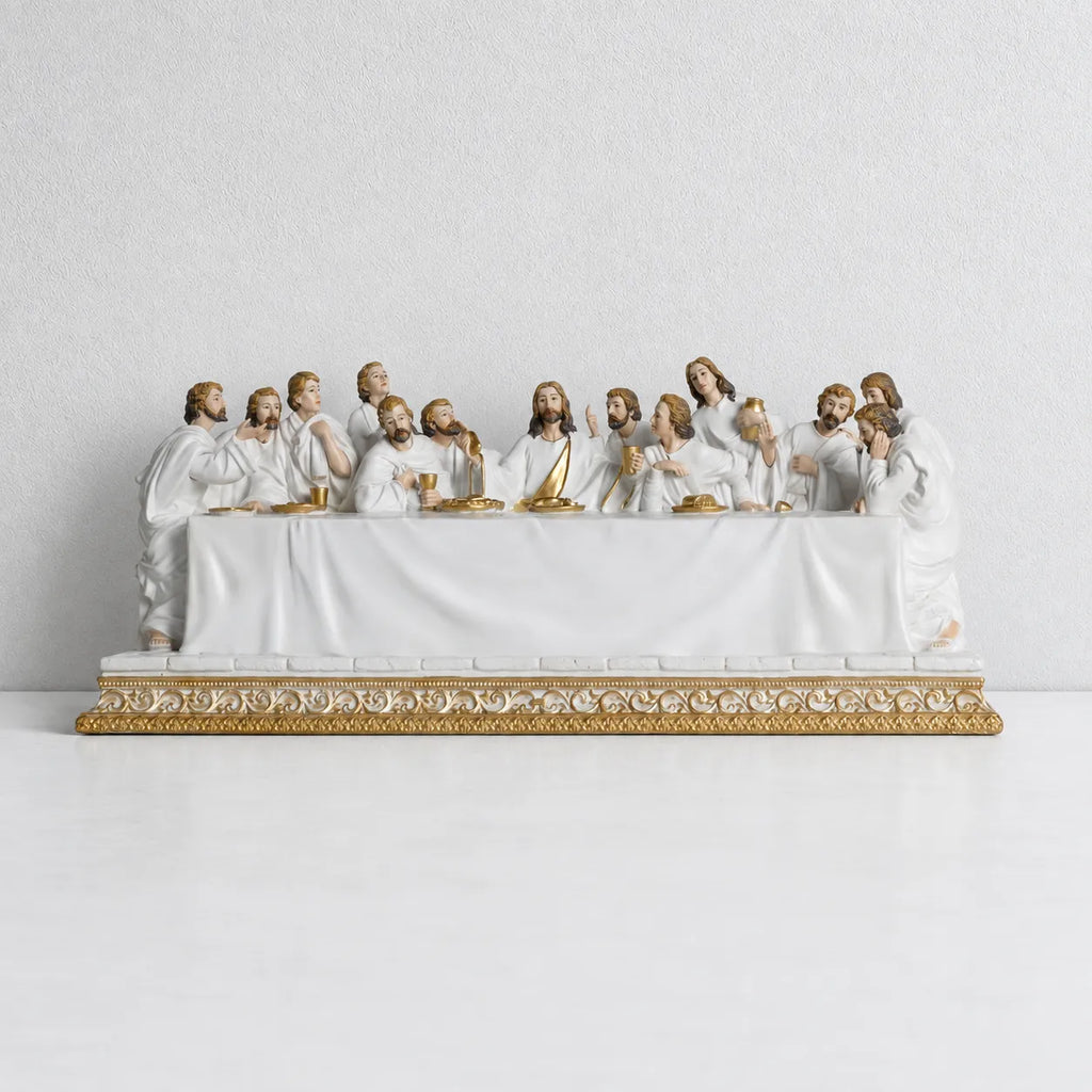 BC Catholic White & Gold The Last Supper Statue-Inspirational decor