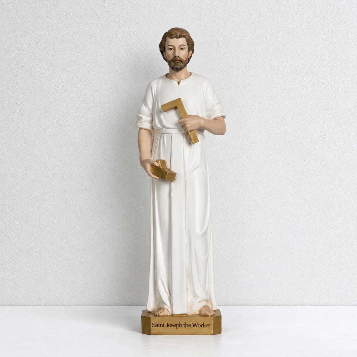 BC Catholic White & Gold St. Joseph the Worker Statue-Renaissance