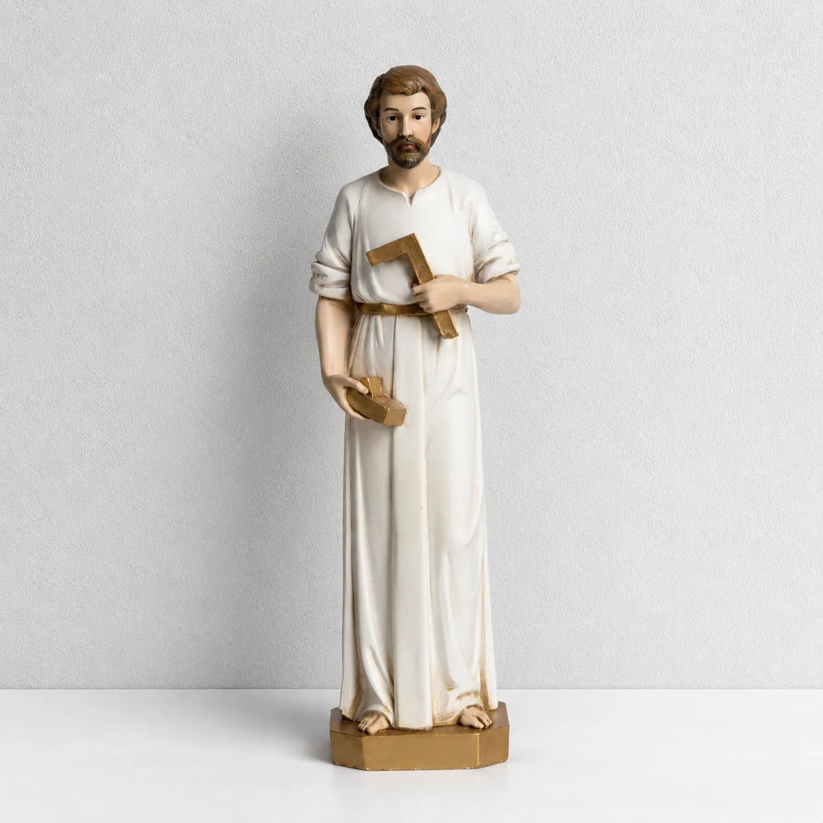 BC Catholic White & Gold St. Joseph the Worker Statue-Renaissance