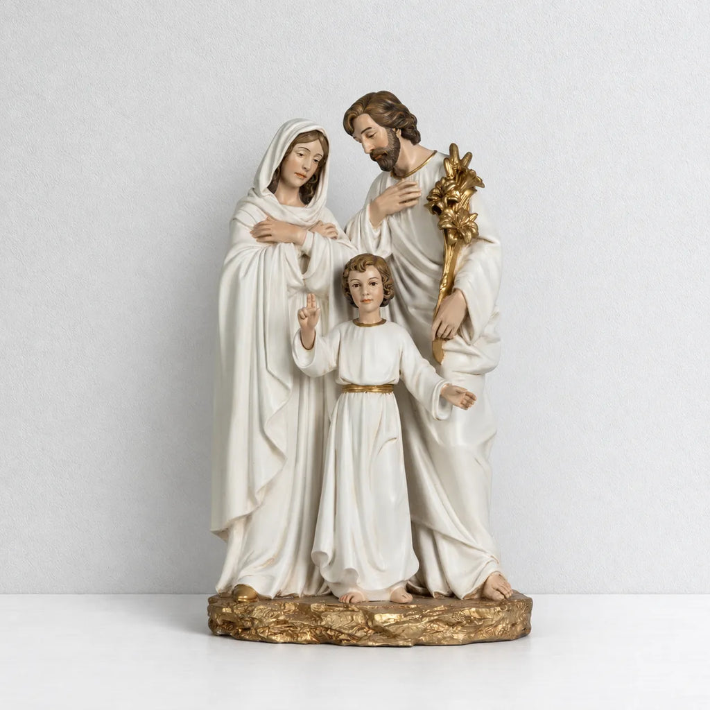 BC Catholic White & Gold Holy Family Statue-Inspirational decor