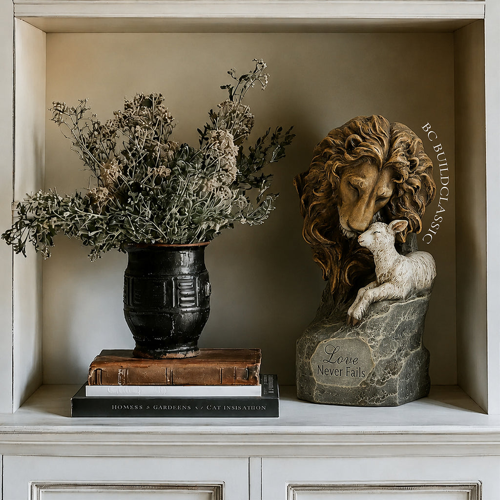 BC Home Decor Lion with Lamb Statue-Renaissance